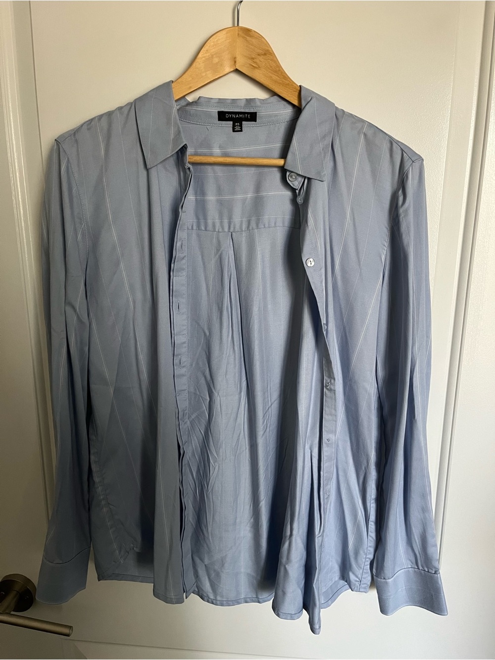 Dynamite Pale Blue Pinstripe Button-Up Blouse